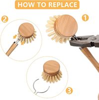 Brosse à vaisselle en bois naturel avec manche en bambou, brosse pour casseroles et poêles, ensemble de brosses de nettoyage en sisal pour vaisselle et ustensiles de cuisine