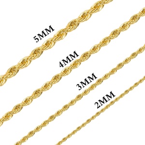 Collar Hip Hop Unisex con Cadena de Cuerda Chapada en Oro de 18K y Gancho de Acero Inoxidable para Dropshipping - Product Image 1