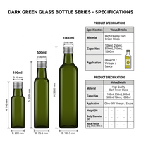 Bouteille Dorica ronde vide de qualité alimentaire supérieure, transparente et vert antique, 250 ml et 500 ml, pour sauce, bouteille en verre pour huile d'olive 500 ml