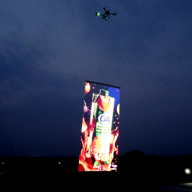 Drone-mounted Ultra-Light Mesh Flying Advertisement LED Display Screen with Drone Show