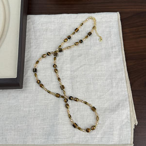 Collar de cuentas de piedra de ojo de tigre natural para mujer, collar de moda Retro de gama alta que combina con todo, cadena de suéter - Product Image 6