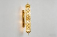 Applique murale LED verticale moderne et élégante en cristal K9 et laiton, à intensité variable, pour villa et restaurant