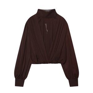 TAOP&ZA Primavera 2026 Nuova Collezione <span class=keywords><strong>Camicia</strong></span> da <span class=keywords><strong>Donna</strong></span> con Orlo a Balze, Maniche Lunghe, <span class=keywords><strong>Colletto</strong></span> Alto, Fiocco Arricciato 3666187 3666079 - Product Image 2