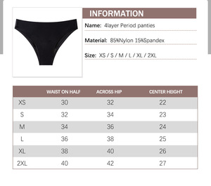 Culottes Bikini Anti-Fuites Menstruelles Taille Haute OEM en Gros, 4 Couches Absorbantes, Noires, Sans Coutures, pour la Natation - Product Image 3