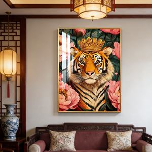 Peinture murale moderne LED en porcelaine cristalline, motif animalier de luxe (tigre, cheval), pour décoration de salon, commande en gros - Product Image 6