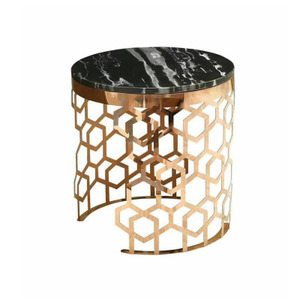 Di alta Qualità di Lusso Salotto Moderno Circolare Scava Fuori Lato Caffè Tè Tavolo di Marmo <span class=keywords><strong>gambe</strong></span> Oro Lucido Da Comodino Da Tavolo di Base - Product Image 1