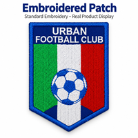 Badge brodé rectangulaire personnalisé, écusson logo de club sur mesure avec bordure merrow nette pour accessoires vestimentaires, vente en gros