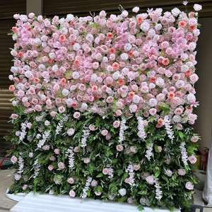 Toile de fond de mariage 3D 5D enroulable, mur de fleurs blanches, décoration de toile de fond en tissu, décoration murale de fleurs artificielles blanches pour mariage - Product Image 5