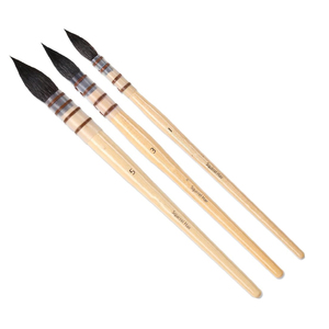 Suministro de fábrica Art Gouache puntiagudo sintético acuarela Quill Mop Brush, Pluma de pintura al óleo pelo de oveja lana cabeza redonda Acrílico - Product Image 1