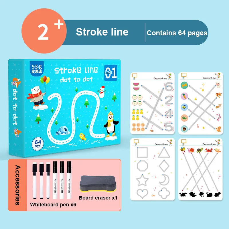 2022 novos Brinquedos Educativos Crianças Desenho Escrever Cartões de Cartões de Aprendizagem Crianças Livro Linha de Raciocínio lógico do Curso Livro