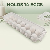 Boîte de rangement pour œufs, 14 œufs, empilable, sans BPA, en PET, design moderne, organisateur de réfrigérateur, compartiments individuels, option couvercle