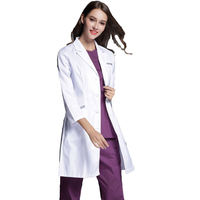 Batas de Laboratorio Antiestáticas de Poliéster/Algodón para Mujer, Uniformes Médicos para Hospital y Salón de Belleza, con Impresión de Logotipo Personalizado, Venta al Por Mayor