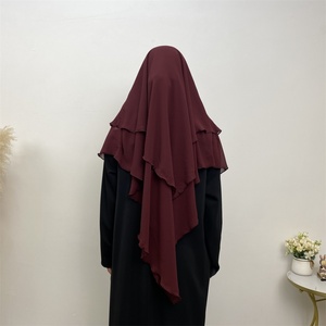 2305 #   Hijabs, Nuevo Pañuelo de Gasa para el Verano, Hijab para Mujeres Musulmanas, Dos Capas, Khimar Eid, Color Sólido, para Abayas - Product Image 5