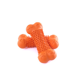 Juguete para masticar para perros, hueso de goma interactivo naranja, tamaño mediano, para mascotas - Product Image 2