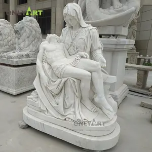 ONLY ART Produit d'usine Stock Statue de Saint Catholique Pierre Marbre Blanc <span class=keywords><strong>Pieta</strong></span> Sculpture - Product Image 1