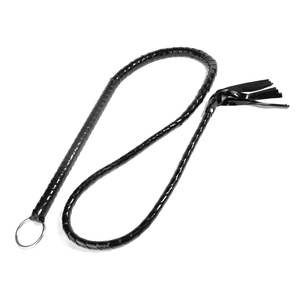 Látigo de cuero negro con anillo de hierro, recto, para juegos de coqueteo, juguetes sexuales BDSM para adultos, para atar el bigote, para pellizcar, equipo de bondage - Product Image 3