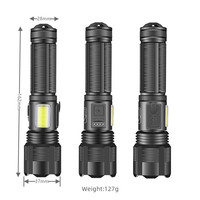 XHP50 Super lumineux IPX4 étanche aluminium USB-C LED Rechargeable Zoomable Camping torche lampe de poche tactique avec COB Sidelight