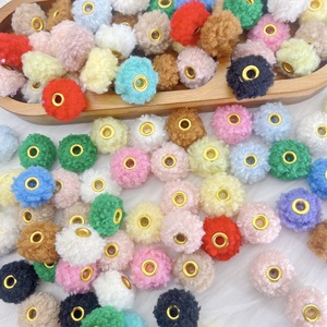 Teddy Pom Pom Beaded Jewelry Accessories Multi Color Yarn Flower Spacer Beads For DIY Crafting Jewelry Making - Product Image 4