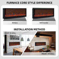 50 60 72 pouces moderne Led linéaire électrique décoratif cheminée insert chauffage mural cheminée électrique