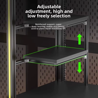 Banc de travail modulaire en alliage d'aluminium noir pour réparation de téléphones portables avec éclairage LED haute luminosité