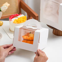Boîte à gâteau portable personnalisée avec poignée et fenêtre pour l'emballage de desserts de 3, 4, 6 et 8 pouces
