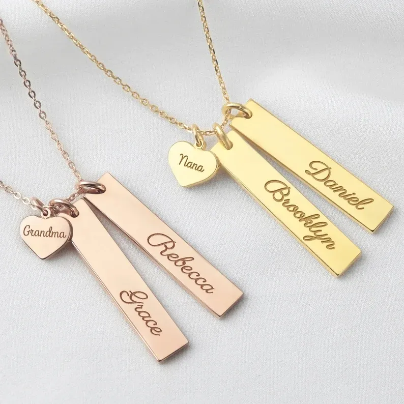 Comlor dia de la madre 2022 mothers day gifts custom gold stainless steel engraved family name necklaces