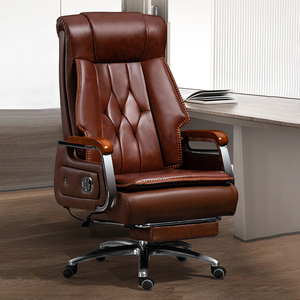 Sedia da Ufficio Direzionale Girevole in Pelle Premium con Schienale Alto, Reclinabile, Massaggiante ed Ergonomica con Rotelle per Uso Direzionale - Product Image 2