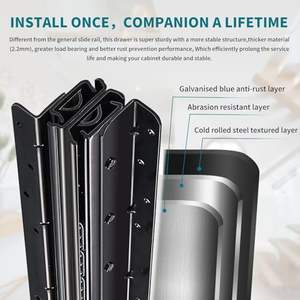 YENUO Undermount <strong>Drawer</strong> <strong>Slides</strong> - 100-200kg Heavy Duty, Full Extension Cold Rolled Steel - Product Image 3