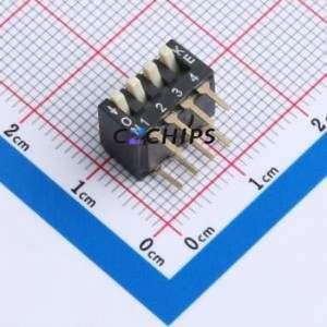 HX 2.54-4P CJCB DIP Switch DIP Switch Flat Toggle, Raised Type Single Pole Single Throw 4 PC Pin - Product Image 1