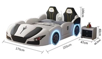 Muebles de Dormitorio Modernos al por Mayor, Cama Infantil con Diseño de Auto de Carreras, Material de Madera Ecológico con Altavoces