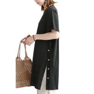 Vestido Largo Holgado de Algodón y Poliéster Estilo Coreano Japonés con Cuello Redondo para Mujer, Ideal para Uso Diario, Oficina o Vacaciones, Talla Grande - Product Image 4