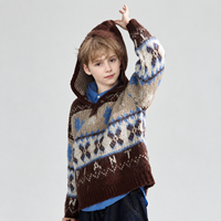 Pull à capuche assorti pour frères et sœurs, motif flocon de neige Fair Isle, tricot jacquard, cardigan zippé, tenue pour frère et sœur
