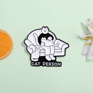Lucu kucing kartun Enamel pin hitam kucing payung anak kucing bros komputer kerah lencana ransel hadiah perhiasan grosir - Product Image 2