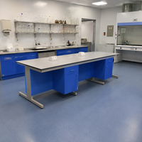 Plan de travail de laboratoire en résine époxy avec cadre en acier et prise électrique, table de travail de laboratoire, postes de travail ESD robustes