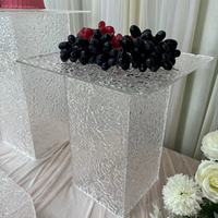Gaojian Acrylique transparent carré ondulation de l'eau nidification Dessert Buffet Riser Stand vente chaude pour les événements de mariage décoration Carton