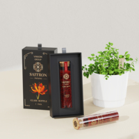 Fioles d'Emballage en Verre à Safran Premium Personnalisées 1g 2g 3g 5g, Tubes en Verre Borosilicate avec Bouchon en Bambou et Boîte Cadeau