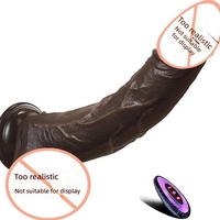 Dildo réaliste en silicone noir, télescopique, chauffant, vibrant, oscillant, jouet sexuel pour adultes, femmes