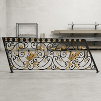 Rampe d'escalier en fer forgé de luxe haut de gamme, design couronne, style palais, design traditionnel, résistante à la rouille, protégée contre les UV, marque JXY