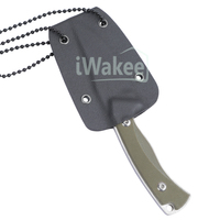 Petit couteau de survie vert pour le camping en plein air, mini couteau de cou avec étui Kydex