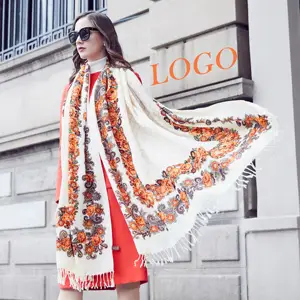 Long scarf supplier custom silk scarf digital print design LOGO muffler jersey scarves jacquard personalized