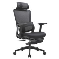 JOHOOFURNITURE Chaise de bureau de direction moderne à dossier haut en cuir et maille avec appui-tête, repose-pieds et mécanisme d'inclinaison verrouillable Sillas De Oficina