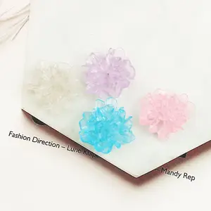 100 Buah/Kantong Transparan Kristal Bunga Resin Cabochon Pipih Cocok Bagian Telepon Dekorasi Buku Tempel Kerajinan untuk Aksesoris Rambut DIY