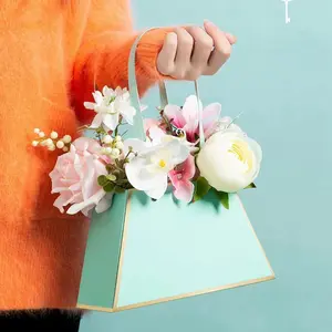 กระเป๋าใส่ดอกไม้กันน้ำกระดาษคราฟท์ดอกกุหลาบช่อดอกไม้กล่องของขวัญดอกไม้สำหรับร้านดอกไม้