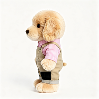 En gros, adorable peluche chien en peluche moelleuse à oreilles tombantes, avec poche cousue, style workwear, jouet en peluche doux