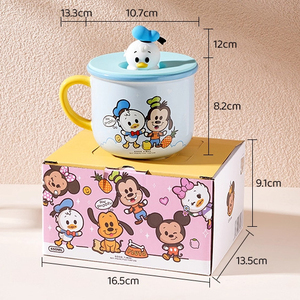 Mickey Minnie Tsum Tsum Ceramic <strong>Mug</strong> with 3D Silicone Lid Cute Cartoon Coffee Cup with Gift Box for Kids Milk Cup - Product Image 4