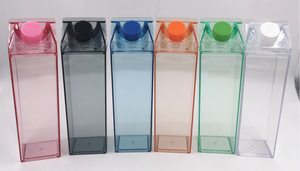 New Transparent Nhựa Chai Nước Với Biểu Tượng Tùy Chỉnh Bpa Free Vuông Sữa Hộp Hình Dạng Hộp 500Ml Acrylic Sữa Carton Trong Số Lượng Lớn - Product Image 3