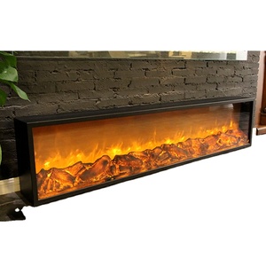 Caminetto Elettrico da <span class=keywords><strong>Parete</strong></span> per Interni con Luce LED Nera, Fiamma Finta Rossa, Stile Trendy - Product Image 1