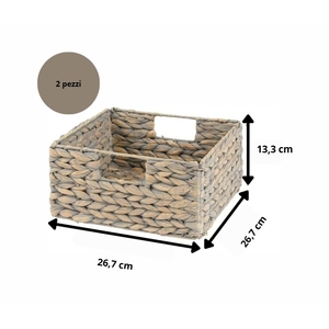 ชุดตะกร้าเก็บของจากหญ้าทะเลธรรมชาติ 2 ใบ ขนาด 20 ลิตร รูปทรงสี่เหลี่ยมผืนผ้า พร้อมหูหิ้ว กล่องจัดระเบียบสำหรับใช้ในบ้าน - Product Image 2