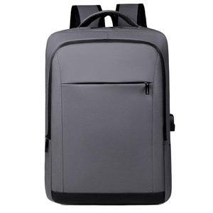 Business <b>Backpack</b> 16-Inch <b>Laptop</b> Compartment USB Charging Port <b>For</b> Men Travel Commuting Black Gray Solid Color - Product Image 5