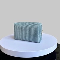 Tas Kosmetik PVC Bubble Fabric Terbaru, Laris Manis, Kapasitas Besar, Bordir Garis-Garis, Tas Perjalanan